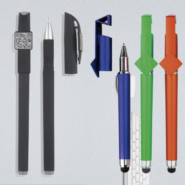 印二维码广告笔收米比分直播logo印字签字水笔手机支架笔订做中性笔多功能触控笔