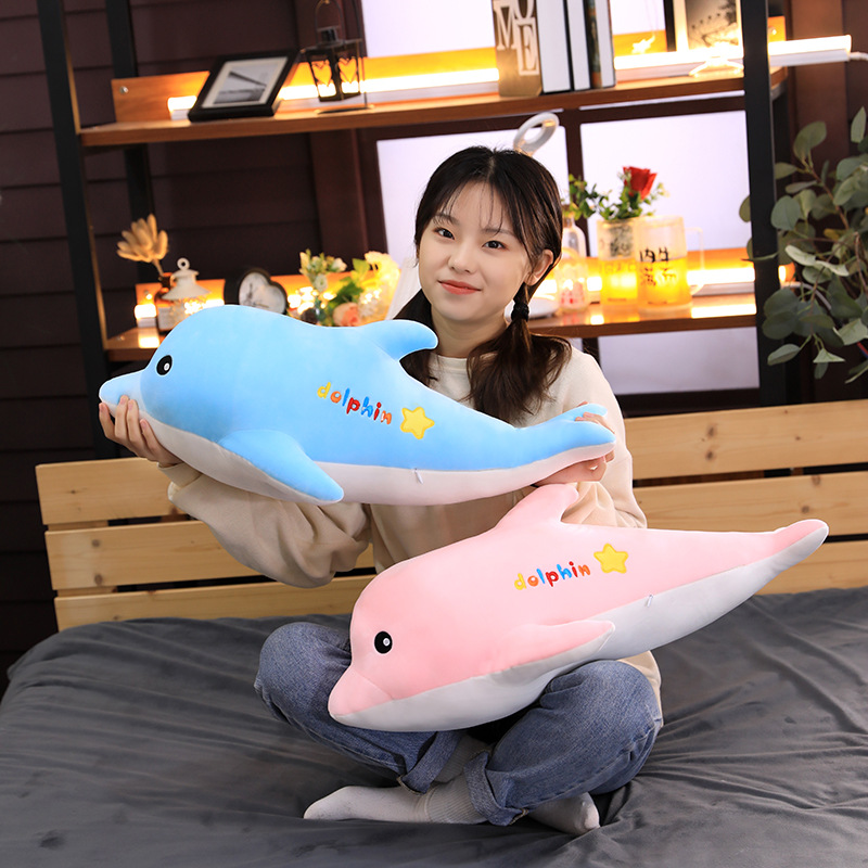 卡通毛绒玩具羽绒棉趴款海豚软系列布娃娃抱枕靠枕