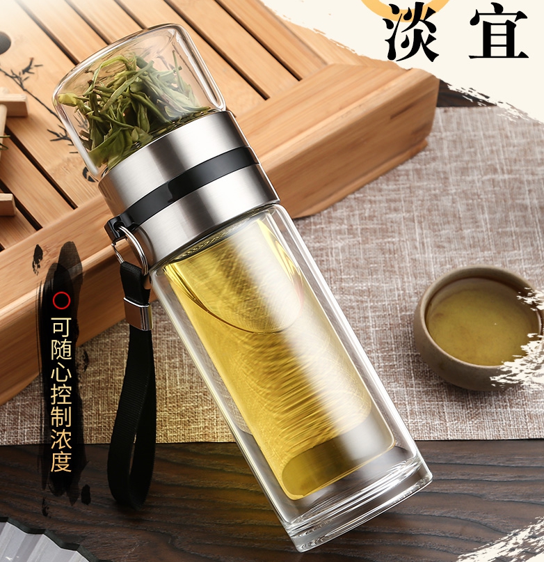 河南奥尼康泡茶师双层玻璃杯功夫水杯单位创意网红礼品定制logo广告