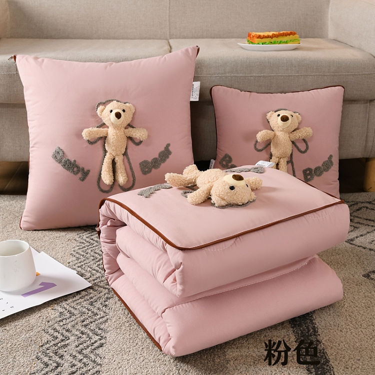 郑州创意立体小熊抱枕被两用二合一靠垫被车载宝宝空调被办公室午休抱被椅子腰靠四季被子