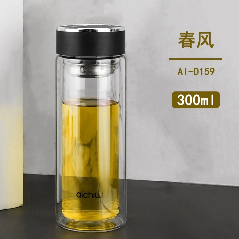 郑州爱奇屋春风双层玻璃杯家用耐高温泡茶杯大容量隔热水杯子 AI-D159
